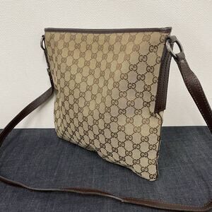 Gucci Messenger Bag GG Canvas Leather Shoulder